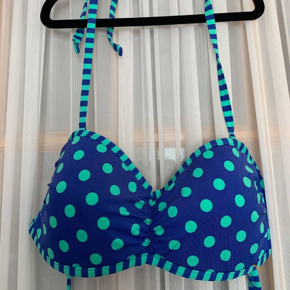 Reversible Polka Dot and Stripe Pattern Bikini Top